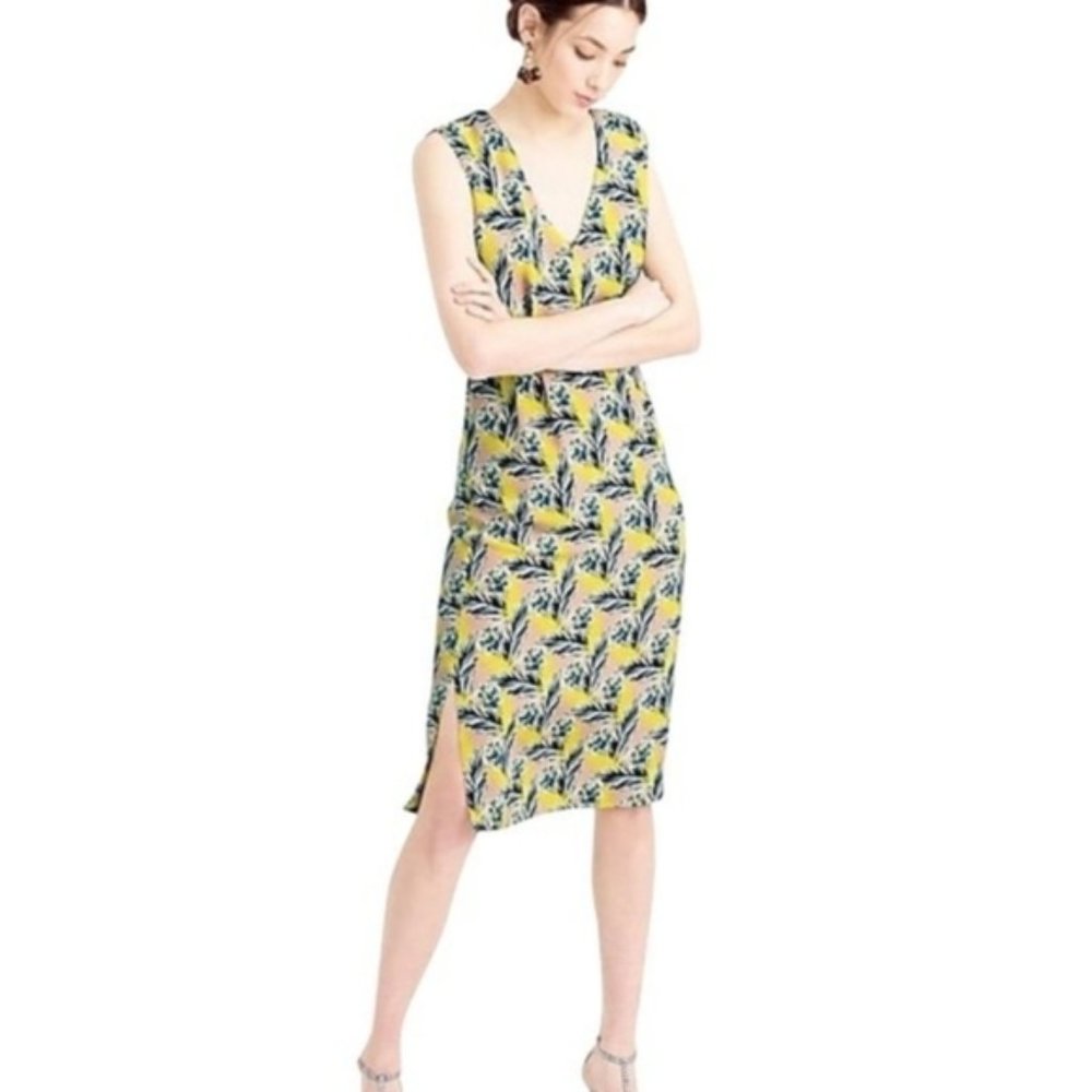J. Crew Yellow Floral Spring Meadow Silk Dress